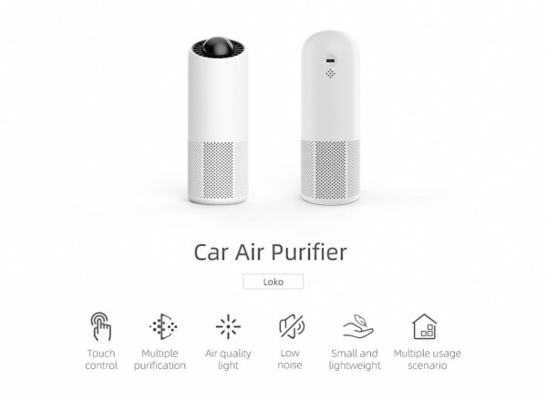 Xiaomi Mini Car Air Purifier with True HEPA Filter for Traveling, Office (White).